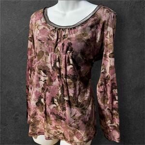 Whimsygoth style Y2K mesh floral long sleeve top, size L, excellent condition!